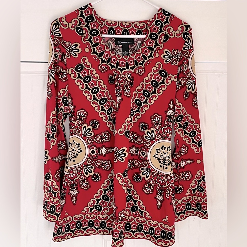 Red Patterned Top/Dress by International Concepts